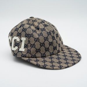 size M 58cm Gucci GG Print Baseball Cap Hat Grey logo 25